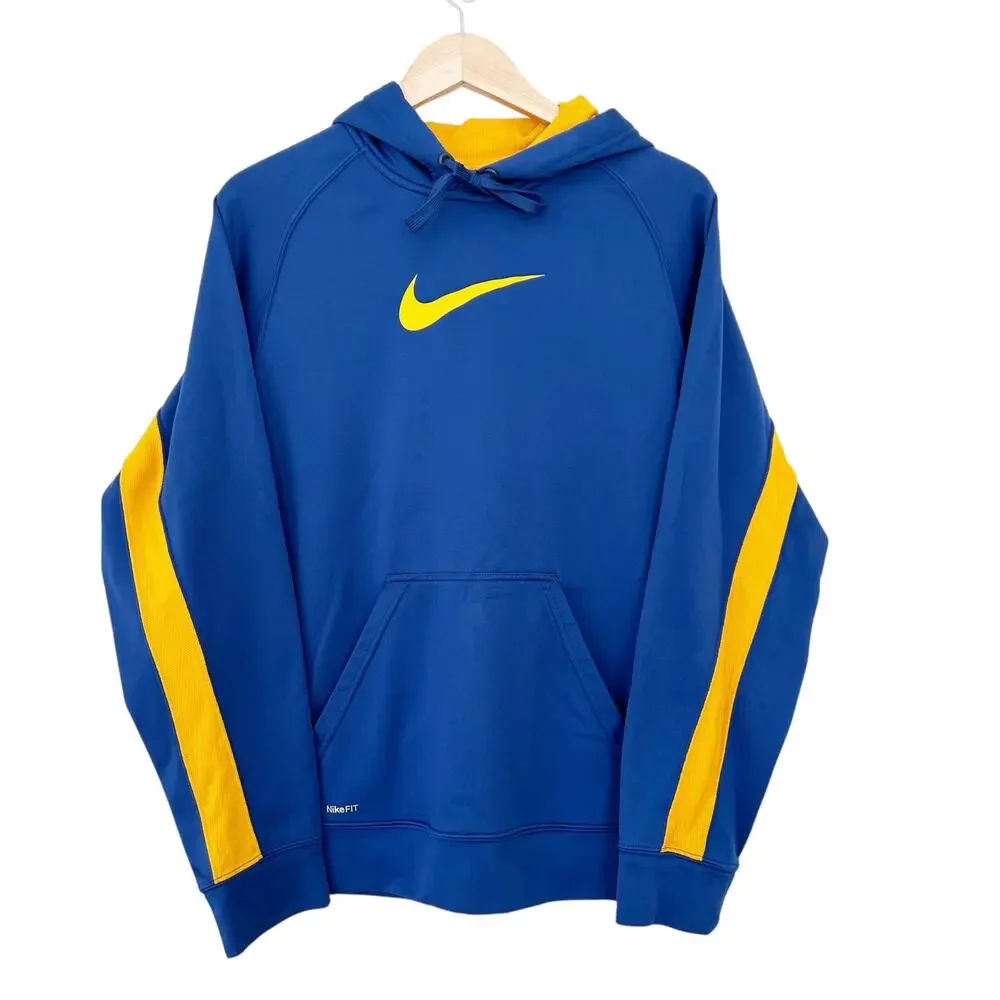 Nike Fit Therma Blue Yellow Hoodie Sz S